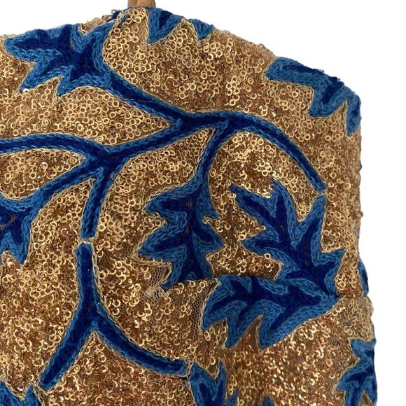 The Odells Strappy Sequin Embroidery Dress Gold Blue size XS - Picture 4 of 10